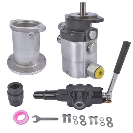 Hydraulic Wood Log Splitter Pump Kit - 22 GPM, 2 Stage 4000 PSI Aluminum Gear Pump with 3600 RPM, Includes Hydraulic Directional Control Valve, Coupling, Installation Base, and 3/4" NPT Outlet