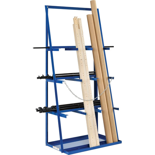 Global Industrial Vertical Bar Rack with Three Bays, 3000 lbs Capacity, Steel Construction, 39" W x 24" D x 84" H, Blue Powder Coat Finish, Assembly Required