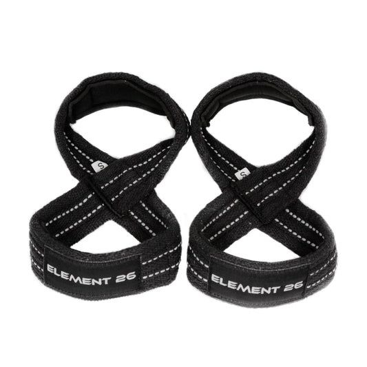 Padded Figure 8 Wrist Straps - Weightlifting Straps - Functional Fitness, Weight Lifting, Deadlifts, Farmer Walks (Medium, Black)