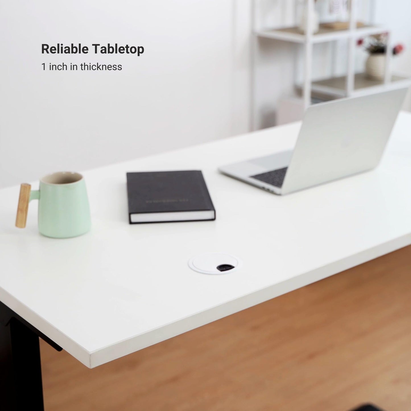 Progressive Desk Stand Up Electric Standing Desk, Compact Home Office Table, White Frame and Dark Cherry MDF Tabletop Prime Ryzer 42" x 24"