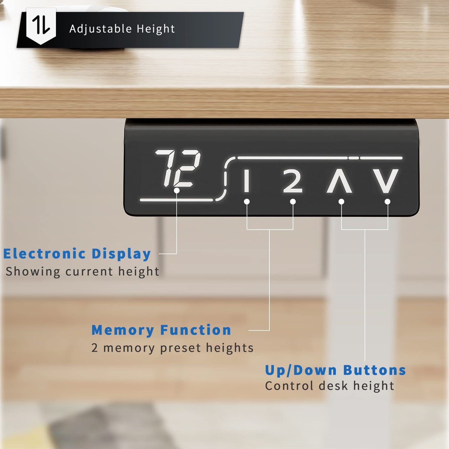 YESHOMY Height Adjustable Electric Standing Desk, 40 inch Computer Table, Home Office Workstation, White Leg/Natural Top
