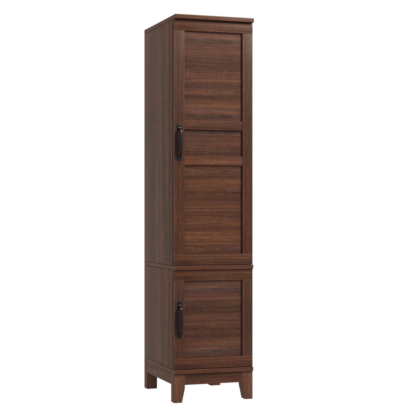 GarveeHome Armoire Wardrobe Closet with 2 Doors, Wooden Wardrobe Cabinet with Hanging Rod, 72 in Narrow Tall Clothing Armoire Cabinet with 18 Adjustable Shelves for Clothes, Bedroom, Walnut
