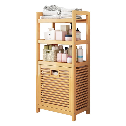 Wood Large Laundry Hamper Cabinet, Laundry Sorter with Pull-Out and Removable Bags, Breathable Hampers for Laundry, Bedroom