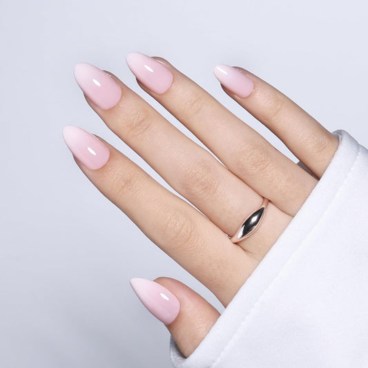 Pink Ombre Press On Nails - Pink Short Fake Nails, Almond Nude Press On Nails Reusable Stick On Nails in 16 Sizes, 32pcs False Nail Kit for Women & Girls(SoftPink Ombre)