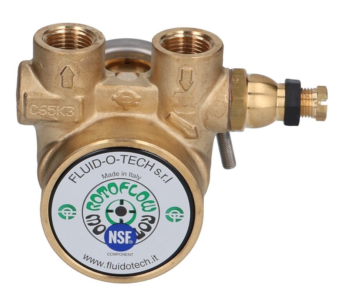 ‎FLUID-O-TECH 3/8" ROTOFLOW COFFEE MACHINE WATER PUMP HEAD PA204 ROTARY VANE 200 LPH Clamp Connection, for Commercial Espresso Machines