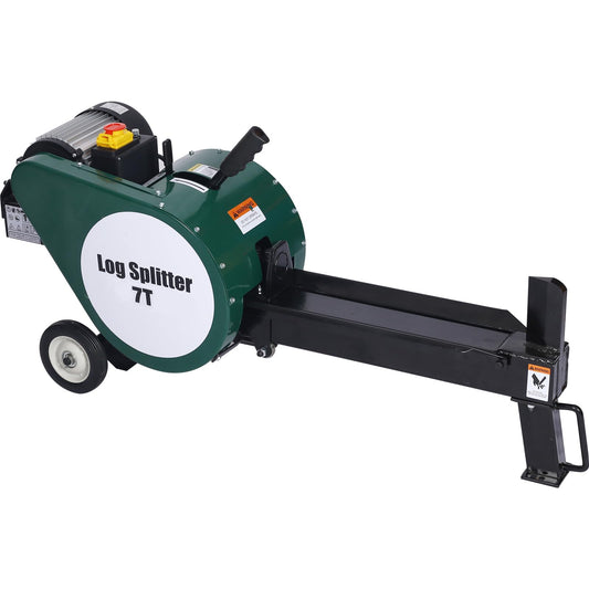 Gecheer 7-Ton Electric Log Splitter, 2 HP Horizontal Portable Firewood Splitter with Double Flywheel, 18-Inch Log Capacity, 2-Second Cycle Time
