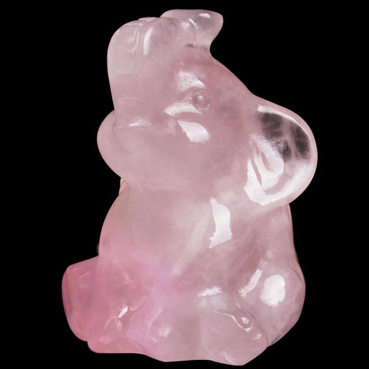 Hguxmcu Hand Carved Rose Quartz Gemstone Elephant Figurine Feng Shui Gift for Love Harmony Desk Accessories Gifts for Women Adorable Elephant Sculpture for Wealth Unique Spiritual Decor Home Decor