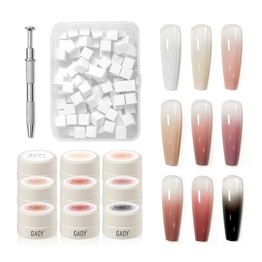 GAOY Ombre Gel Nail Polish Kit, 9 Colors UV LED Painting Gel with Sponges, Long-lasting Soak Off Pigmented Colors, Beginner Friendly Gradient & Aura Nail Art Set for Home & Salon Use, Rose Garden