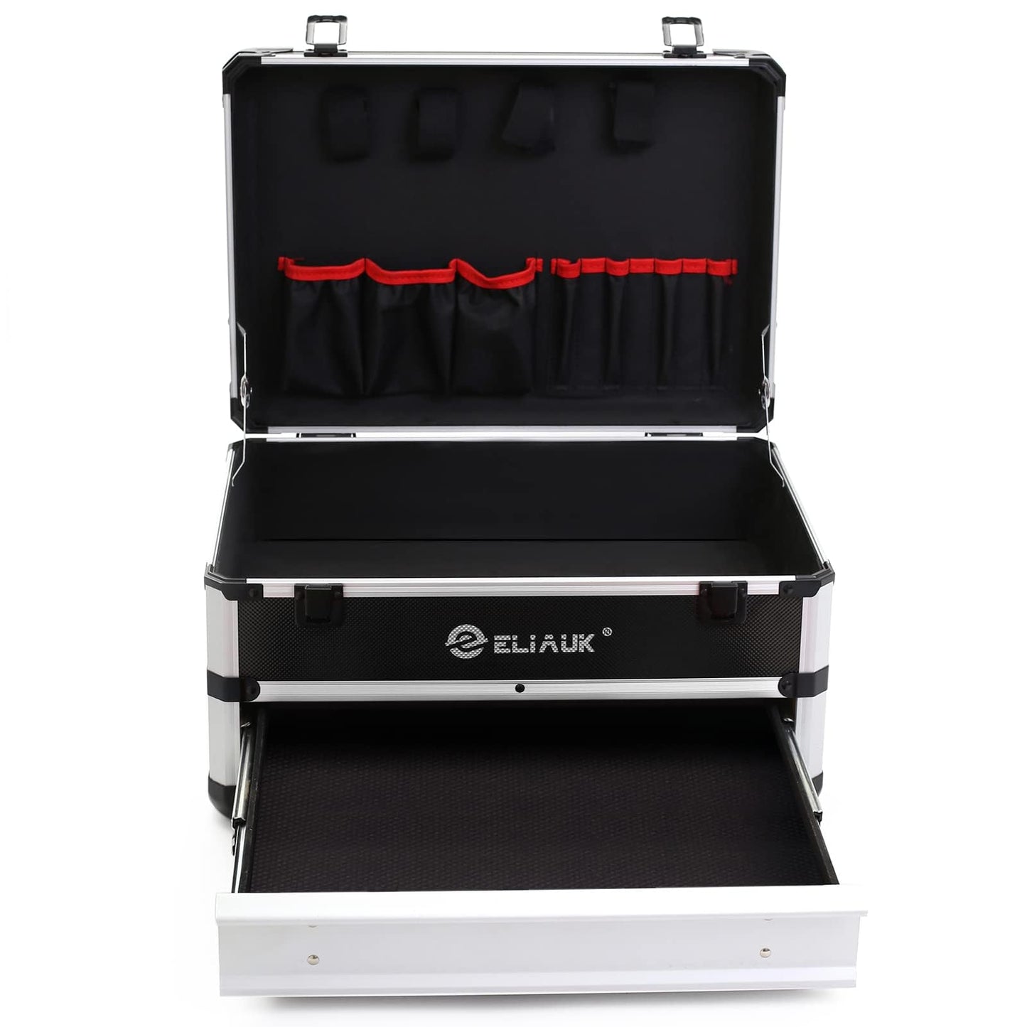 ELIAUK Tool Box Hard Case Tool Organizer Storage Cabinet Carry Case Tool box with Drawers(Silver)