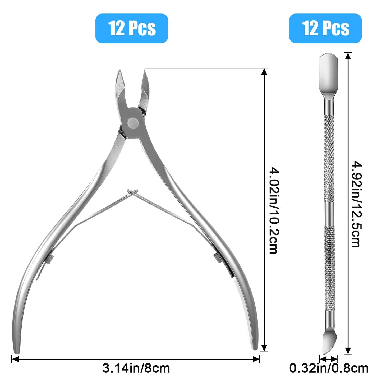 COMNICO 12 Pcs Professional Cuticle Trimmer, Stainless Steel Cuticle Nippers Professional Heavy Duty Pedicure Manicure Nail Care Tool Durable Dead Skin Clipper for Fingernails and Toenails