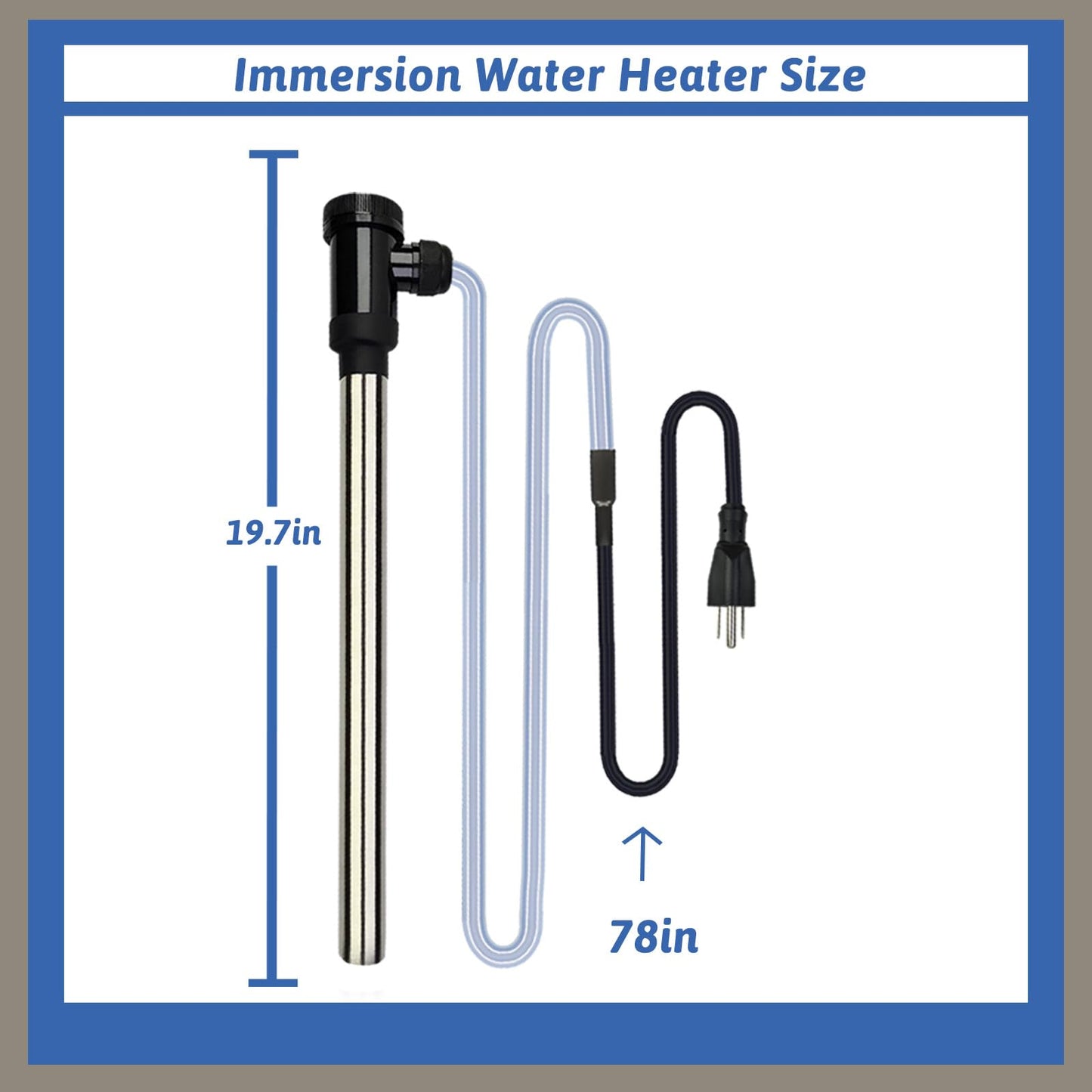 XCLBTFDC 3000W 240V Immersion Water Heater Portable Electric Pool and Hot Tub Submersible Water Heater with Temp Control, WiFi Timer for Bathtub, Baptistry, Swimming pool, above ground pool and Spa