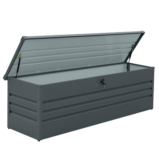 Zolyndo 260 Gallon Waterproof Metal Deck Box, Extra Large Outdoor Storage Box with Hydraulic Lid for Outside Patio, Cushions, Garden Tools, Pool Supplies (Black)