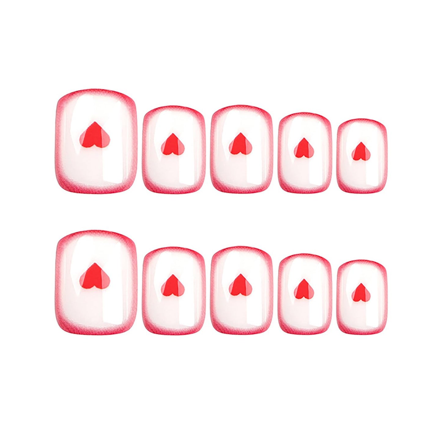 FIEONCIY Press on Nails Short Square Shaped Glossy Full Cover Acrylic Extra Short Square False Nails with Love Heart Designs Artificial Fake Nails Glue Stick ons Fingernails for Women Girls(JP3139)