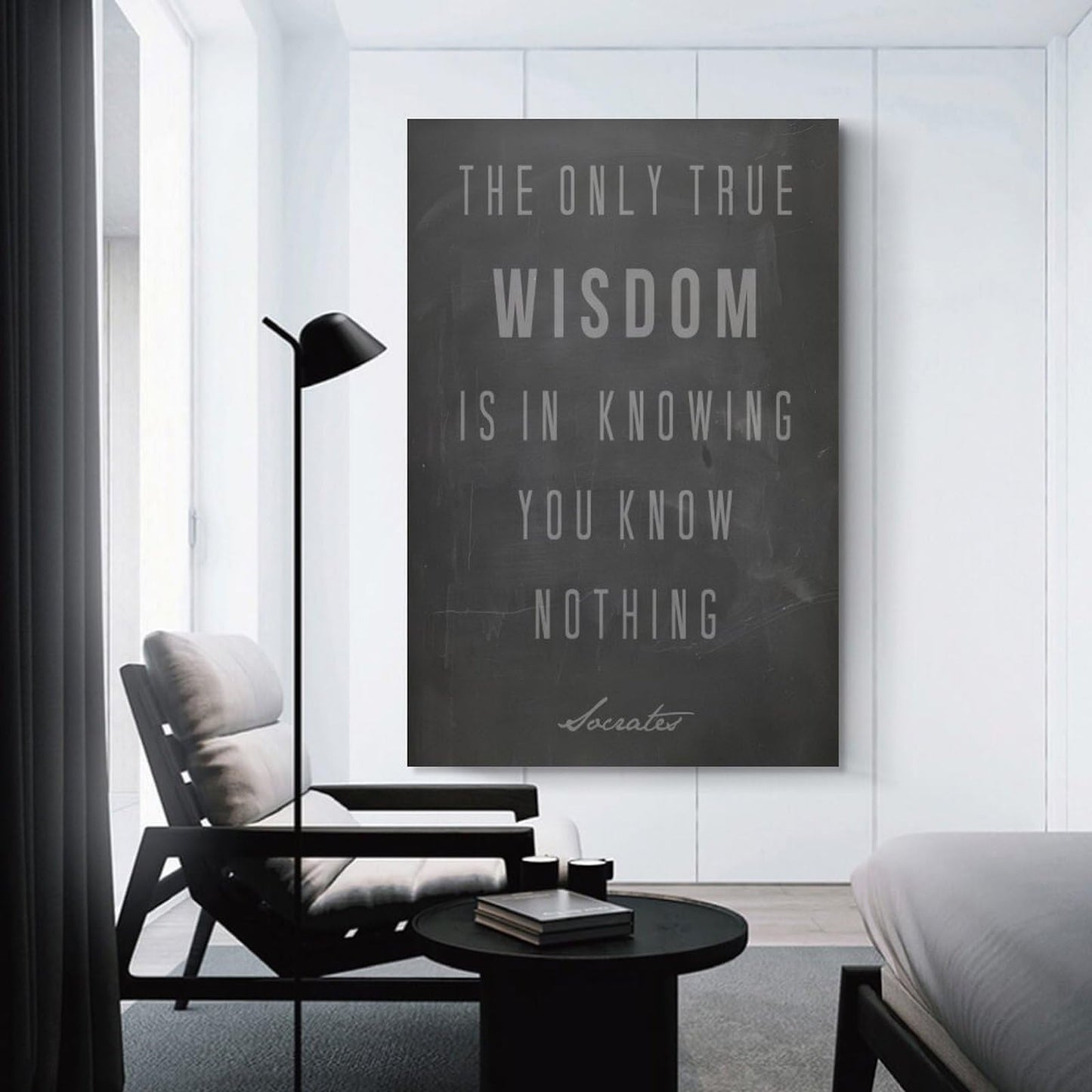 Minimalist Quote The Only True Wisdom Knowing You Know Nothing Canvas Printing Wall Art Prints Wall Decor Posters Scandinavian Bohemian for Living Room Bedroom Office Study 16x24inch(40x60cm)