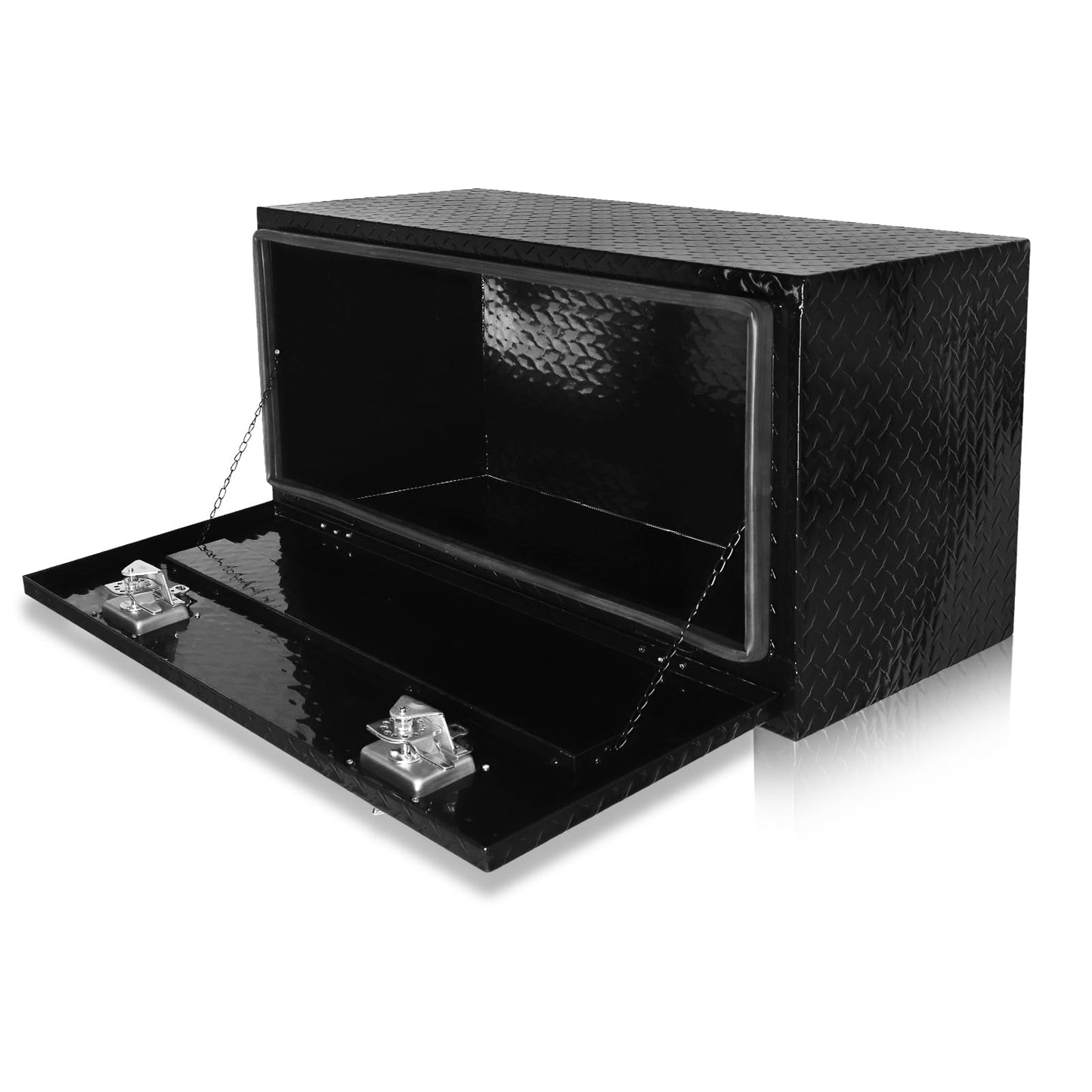 FORWODE 36 Inch Underbody Truck Tool Box Aluminum Heavy Duty Trailer Tool Box for Pickup Truck Bed, RV Toolbox - Black