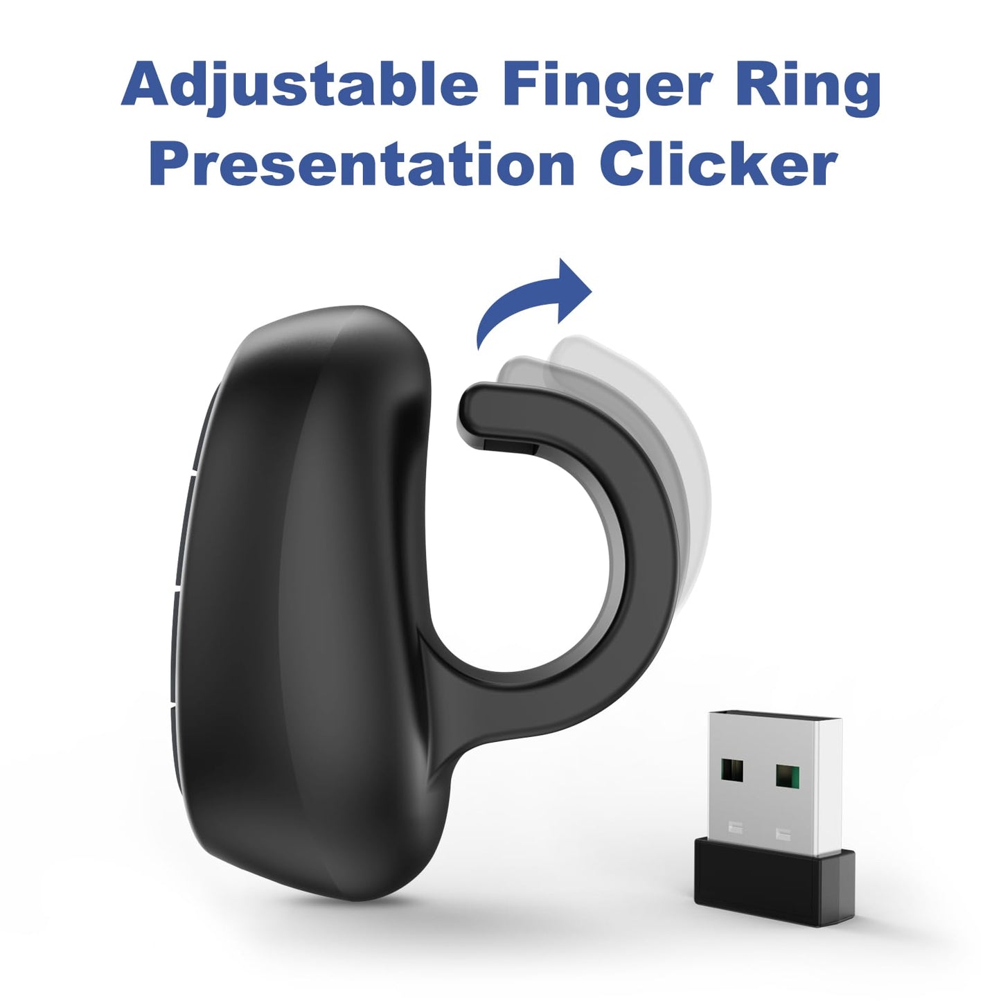 Presentation Clicker PowerPoint Wireless Presenter Remote: Laser Pointer Computer Clickers, Hyperlink Finger Ring Project Power Point PPT Clicker for Mac Laptop Office, Slideshow Google Slide Advancer