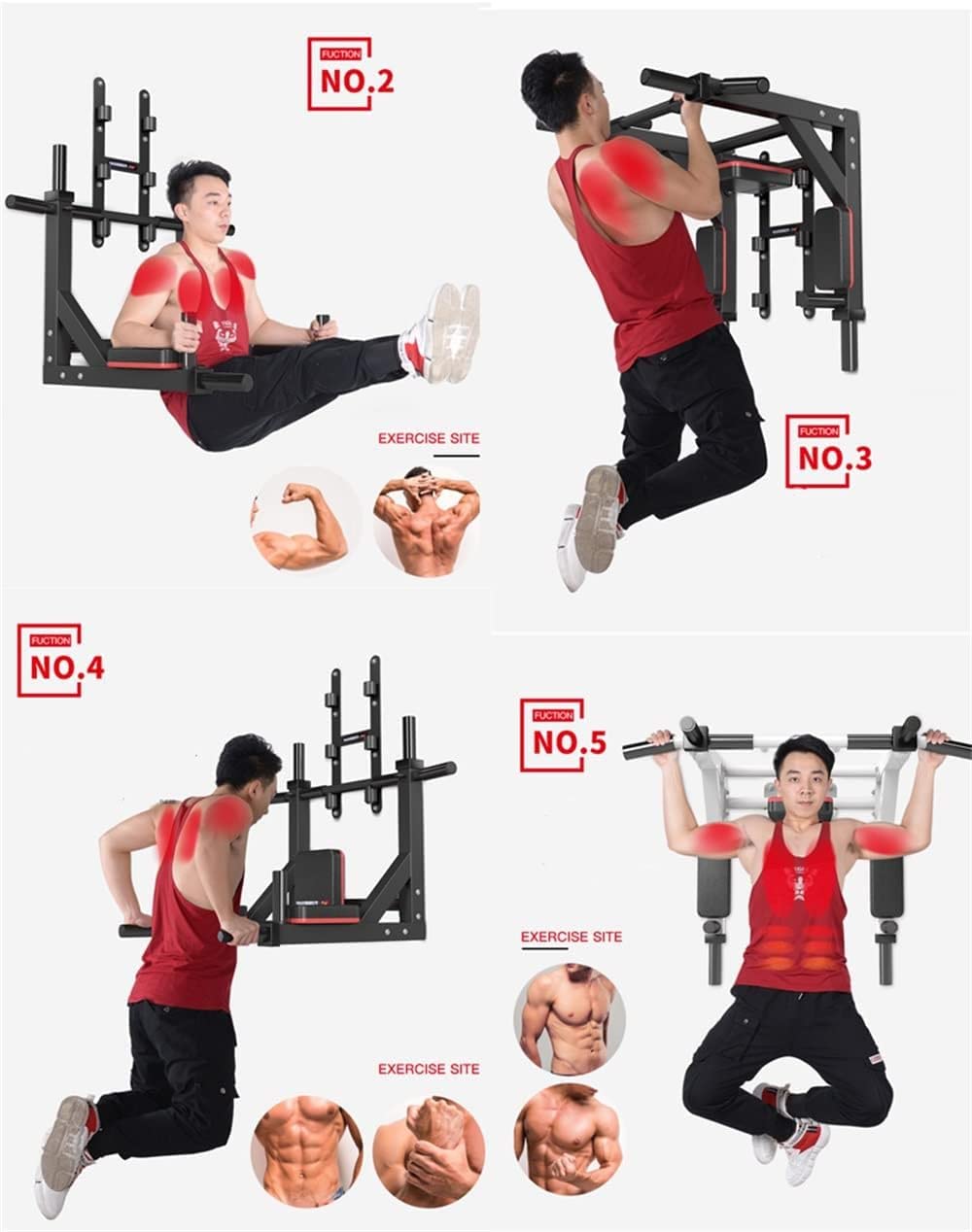 HAKENO Multifunctional Wall Mounted Pull Up Bar Chin Up bar,Dip Station for Indoor Home Gym Workout,Power Tower Set Gym Equipment 800LBS