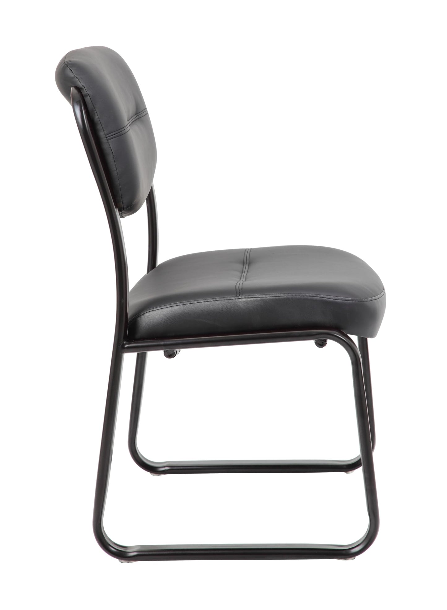 Boss Office Products B9539 Leather Sled Base Side Chair in Black, 250