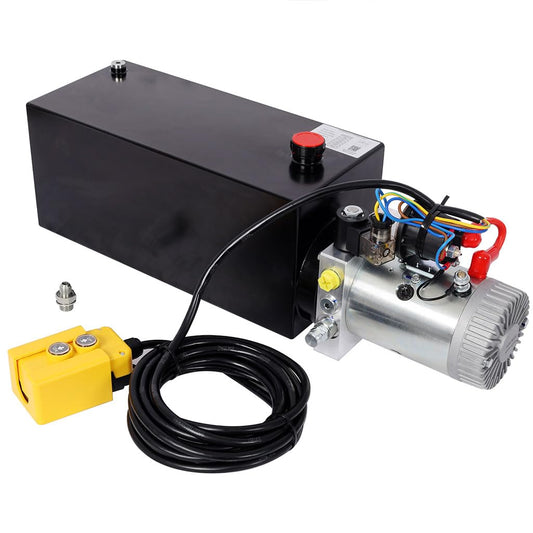 YATON 12V Hydraulic Pump 8 Quart Double Acting Power Unit, 1.6kW DC Hydraulic Pump with Steel Reservoir, 3200 PSI Hydraulic Power Unit for Dump Trailer, Lift Gate & Car Lifting