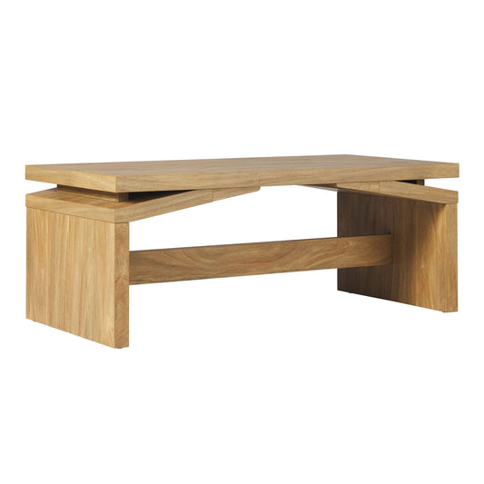 Walker Edison Booker Modern Easy Assembly Split-Top Coffee Table, 47 Inch, Heritage Oak