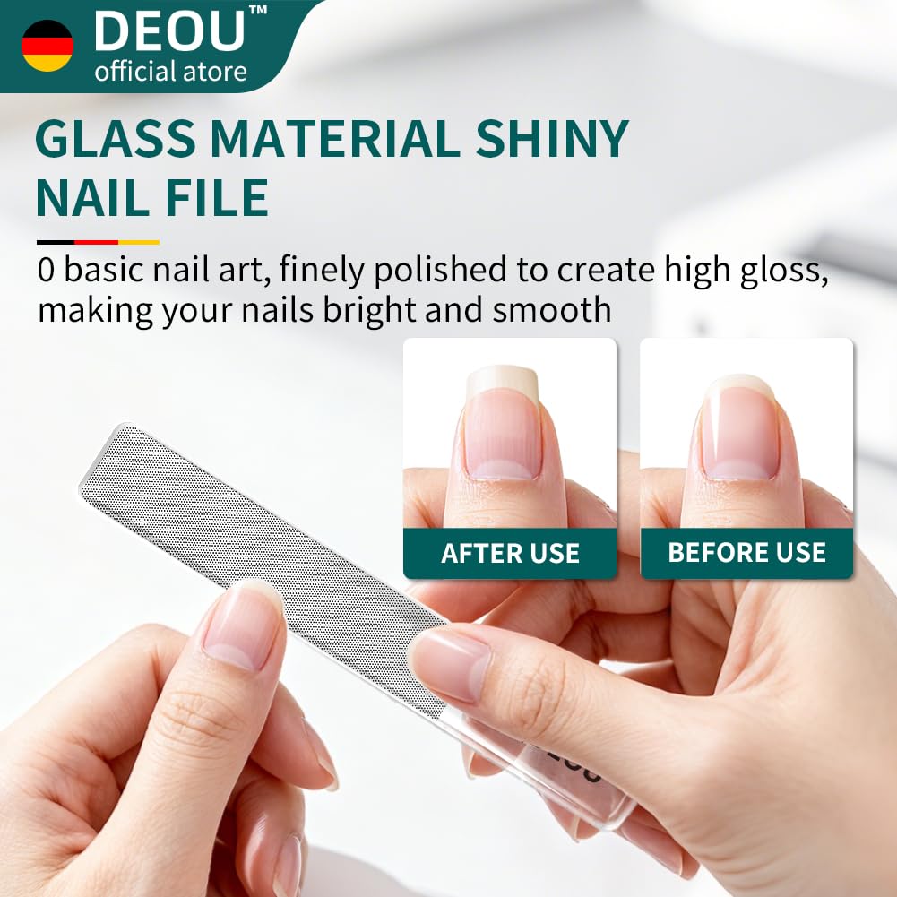 DEOU 3-in-1 Professional Nail Clipper Set - Stainless Steel Large/Medium Flat-Edge Clippers with Built-in Nail File, Champagne-Colored Nail Care Tools, Exquisitely Gift-Packaged for Home & Travel Use