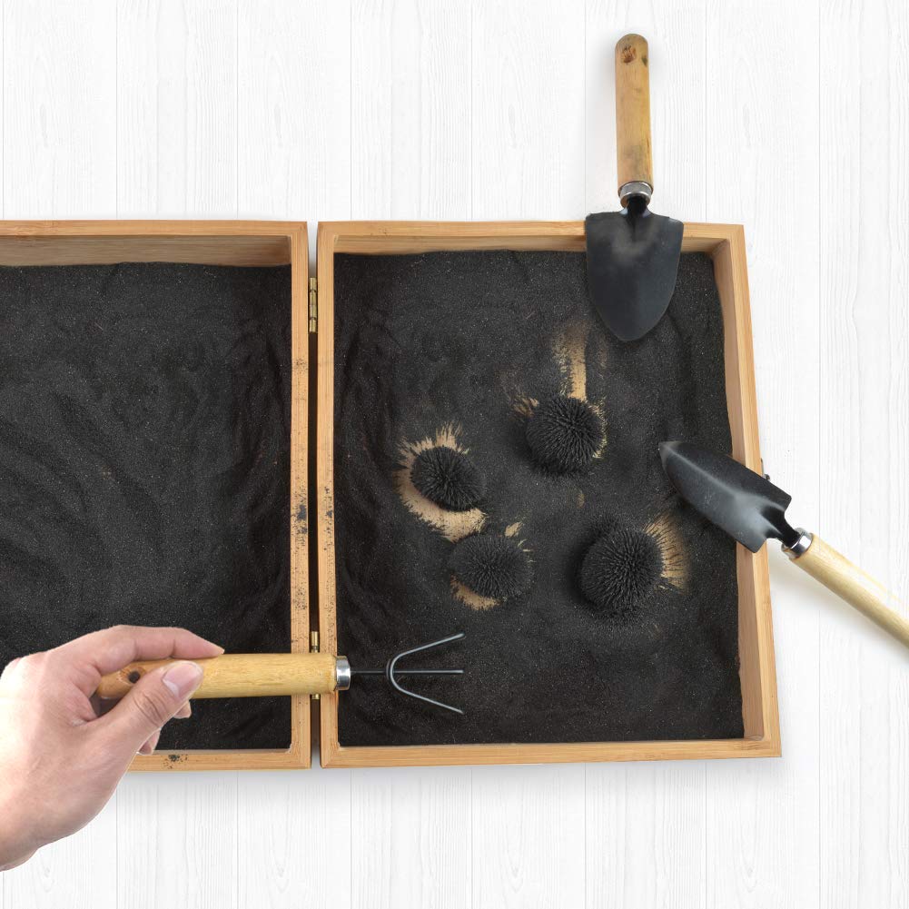 SPACECARE Magnetic Zen Sand Garden with 1.5 Lbs Iron Fillings, 4 Magnets and 3 Tools, Wooden Box Toy for Science, Stress Relief, Creativity and Teen Education