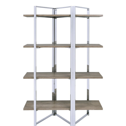 KCSWKJ Chrome Finish Bookshelf