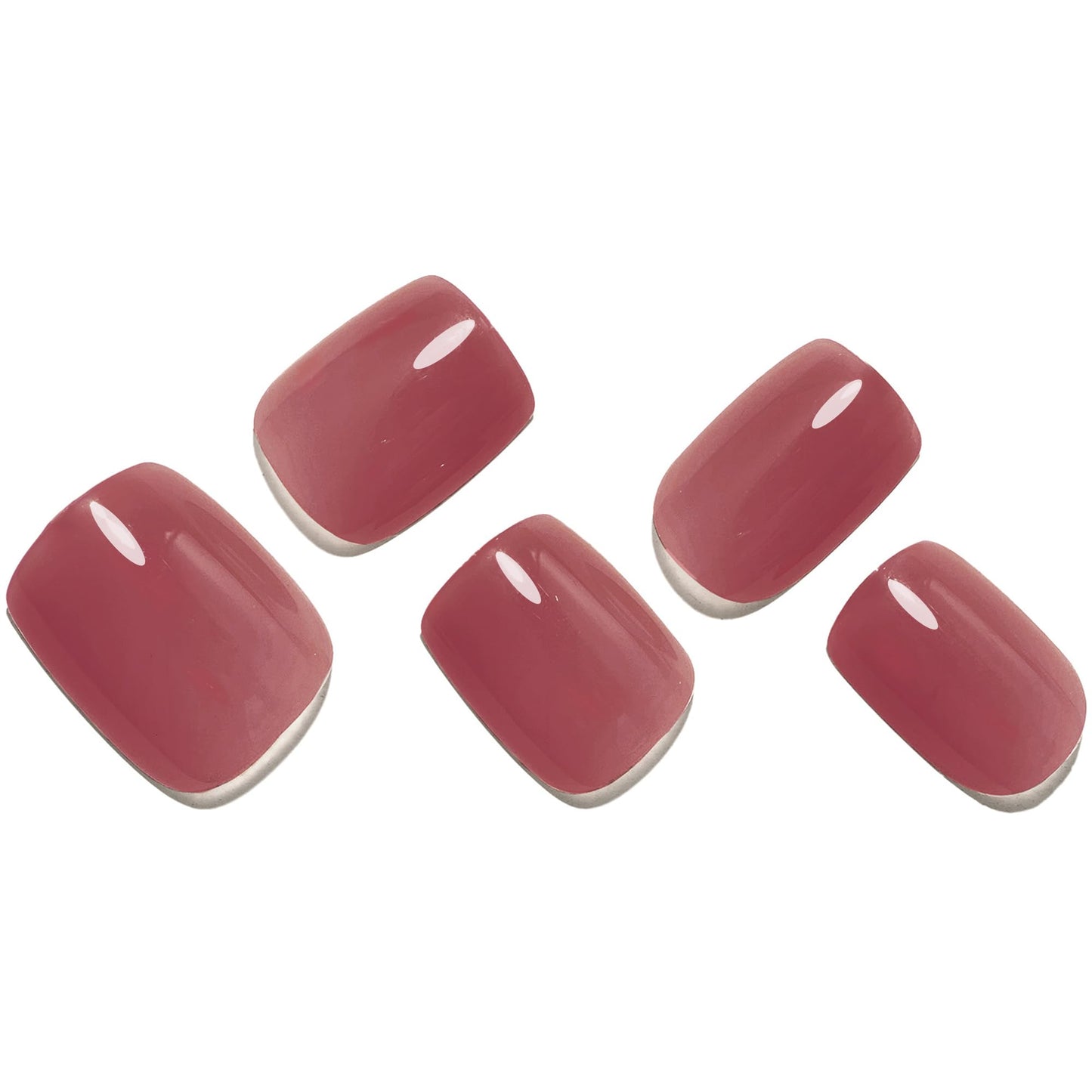 GLAMERMAID Red Short Press on Nails, Deep Rose Extra Short Squoval Glue on Nails for Women, Burgundy Square Jelly Soft Glossy Gel Fake Nails, Round Reusable Acrylic False Nails Manicure Kit for Women