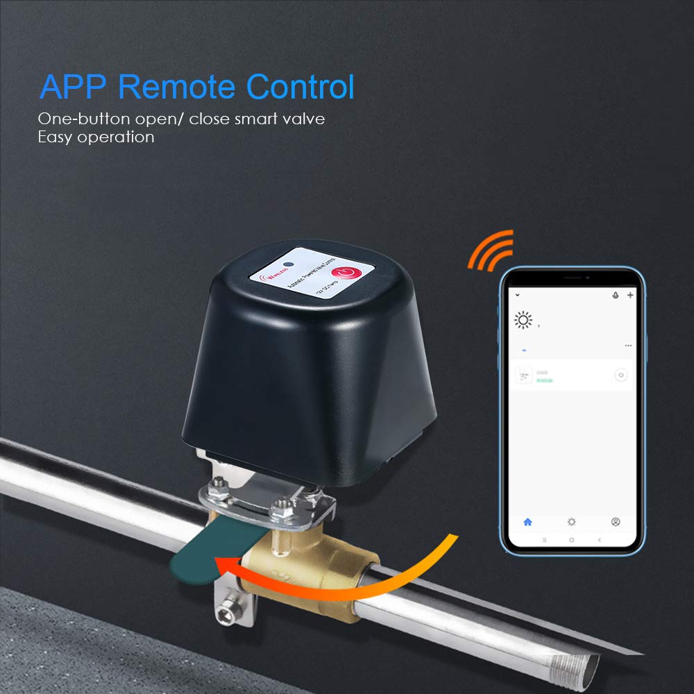 EVERSECU Tuya Smart WiFi & Bluetooth Smart Water Valve, Shutoff WiFi Control Water Valve Compatible with Alexa, Google and Application Program iOS/Android