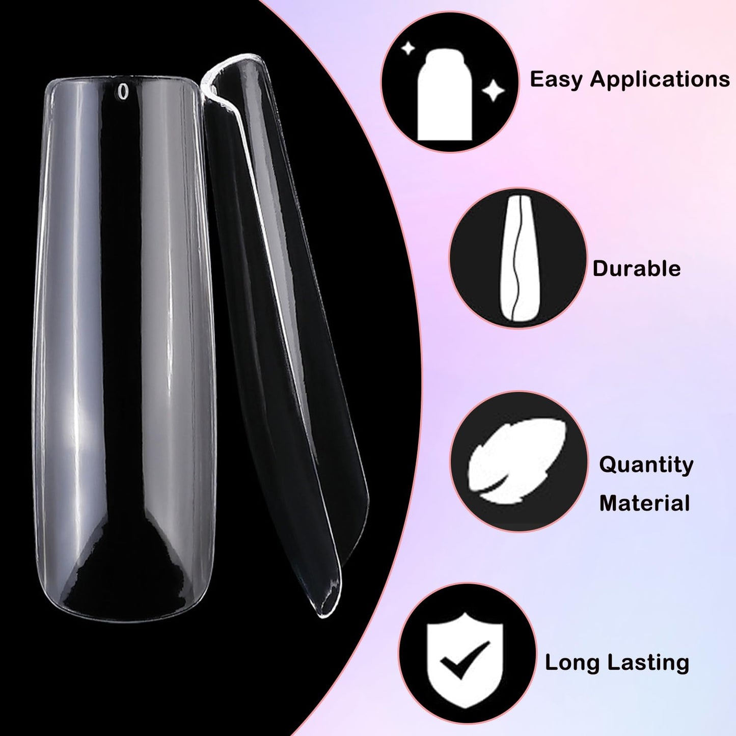 240pc XL Clear Square Acrylic Nail Tips Full Cover Extra Long Square Fake Nails Press on Nail Clear False Nails 10 Sizes Artificial Nails Tip for Gel Nail Extension Fingernails Designs