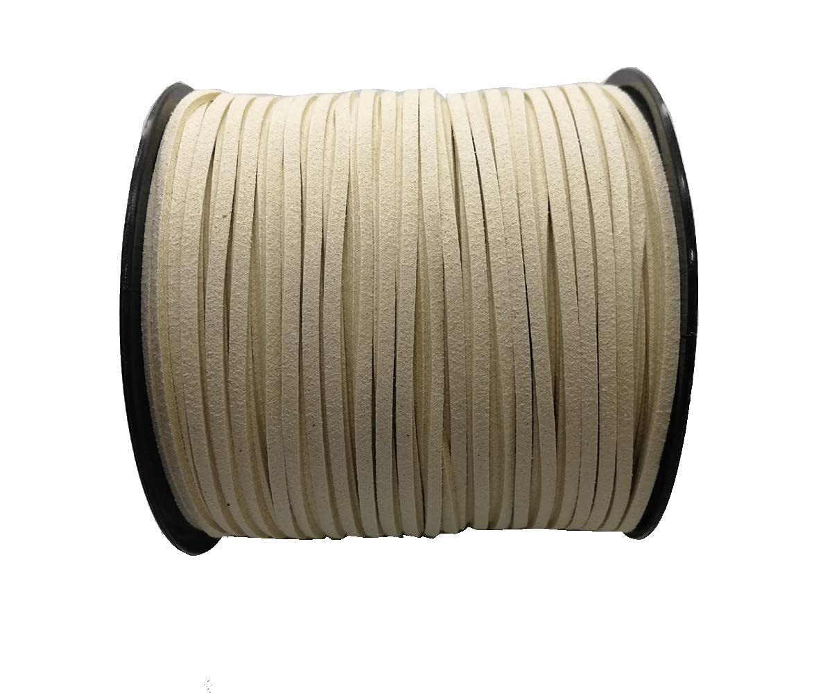 100 Yards 2.6mm Suede Leather Cords Leather Lace Flat Faux Suede Cord String Thread Velvet Cord for Necklace, Bracelet, Beading and DIY Crafts 10 Colors (Color-1)#204