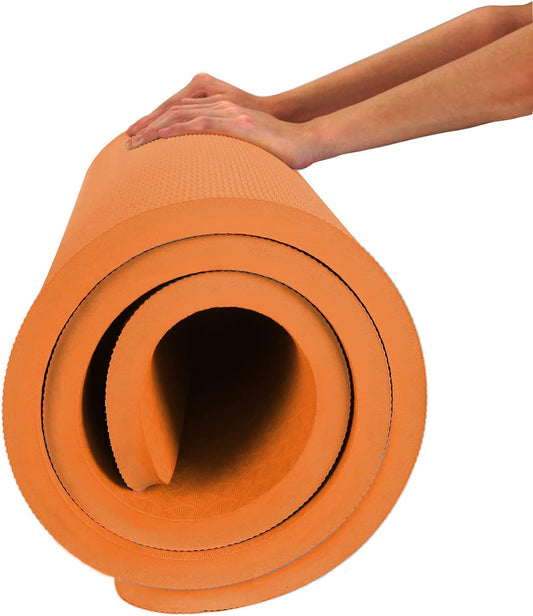 Hatha Yoga 4/5 inch TPE Yoga Mat Fitness & Exercise Mats Large Size 72"L x 32"W Non-Slip Anti-Tear For Women Men (Orange)