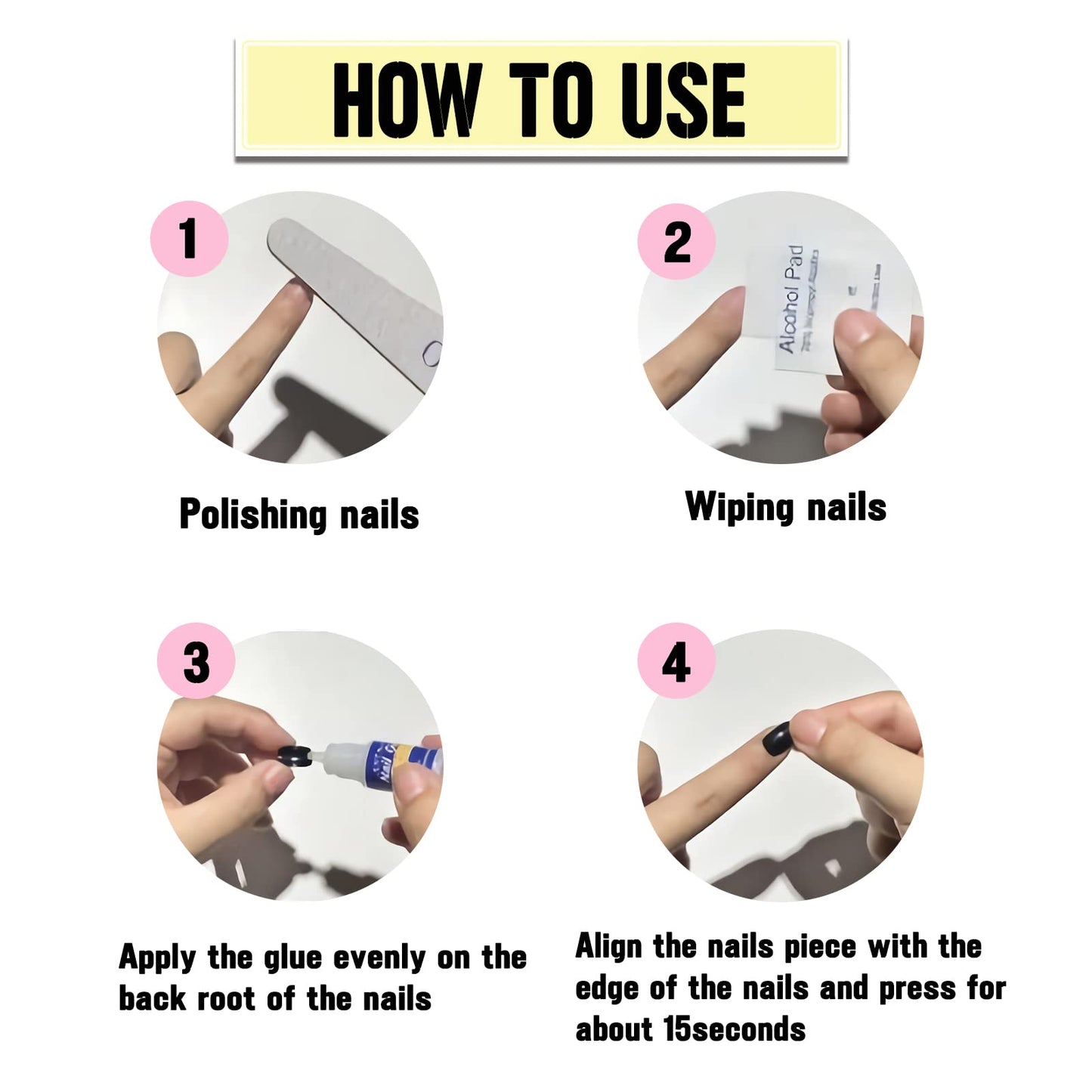 IMSOHOT Press on Nails Long Coffin Fake Nails Acrylic Glue on Nails Glossy Full Cover False Nails for Women DIY Manicure 24Pcs