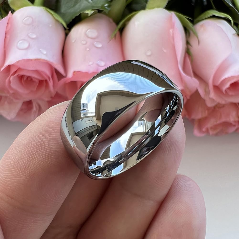 TUTISS 10mm Tungsten Rings for Men Women Engagement Wedding Bands Domed Polished Comfort Fit Size 11