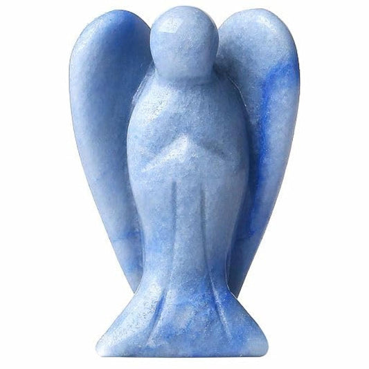 YATOJUZI 2" Blue Aventurine Angel Decors Natural Healing Crystals Polished Carved Gemstones Stones Hand Guardian Cute Sculpture Statue Reiki Energy Figurine Home Room Office Desk Decor Gifts for Women