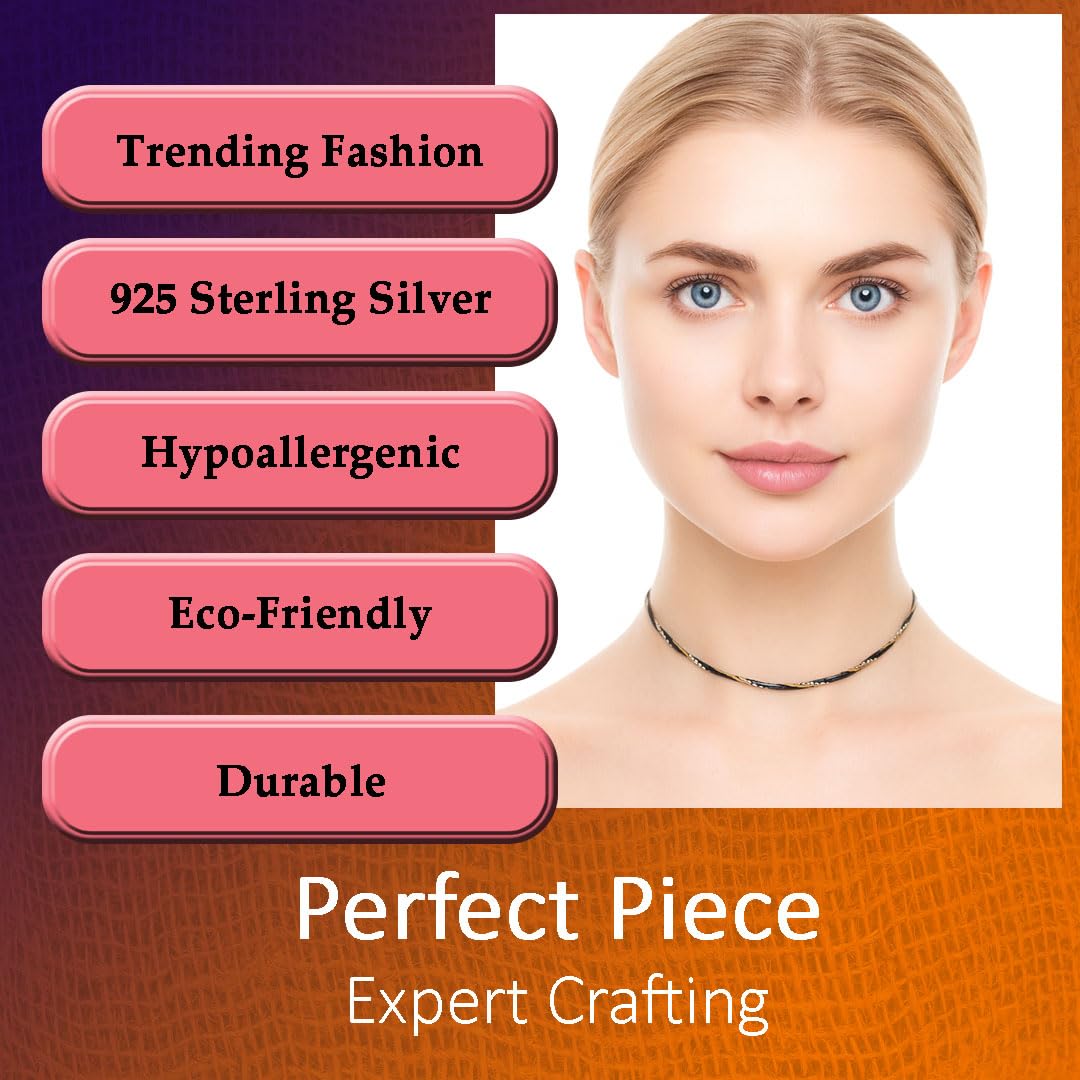 Celestara Jewelry, 925 Sterling Silver Chain, Italian-Made Jewelry Set with Gold Tone Accent (Luxurious Leather Gift Box Included) (Necklace Only, No Bracelet)
