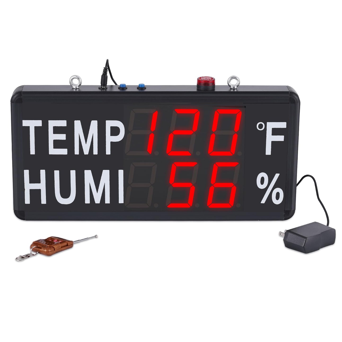 JIAWANSHUN 4" Large LED Digital Thermometer Hygrometer, -40°F-248°F & 0-100% RH, High Accuracy Humidity Temperature Monitor with Alarm for Farm, Pet House & Greenhouse