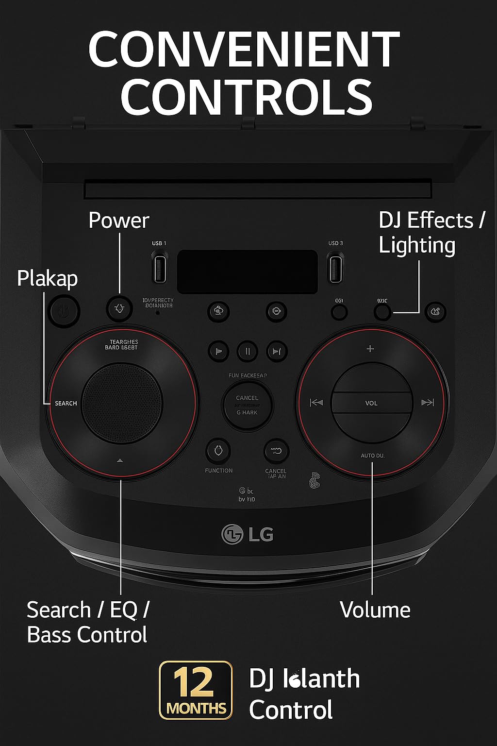 LG RNC7K1 RNC7 XBOOM 700W Karaoke Party Speaker Bluetooth, Dual Mic Ports, Super Bass Boost, Dolby Audio + 12-Month CP
