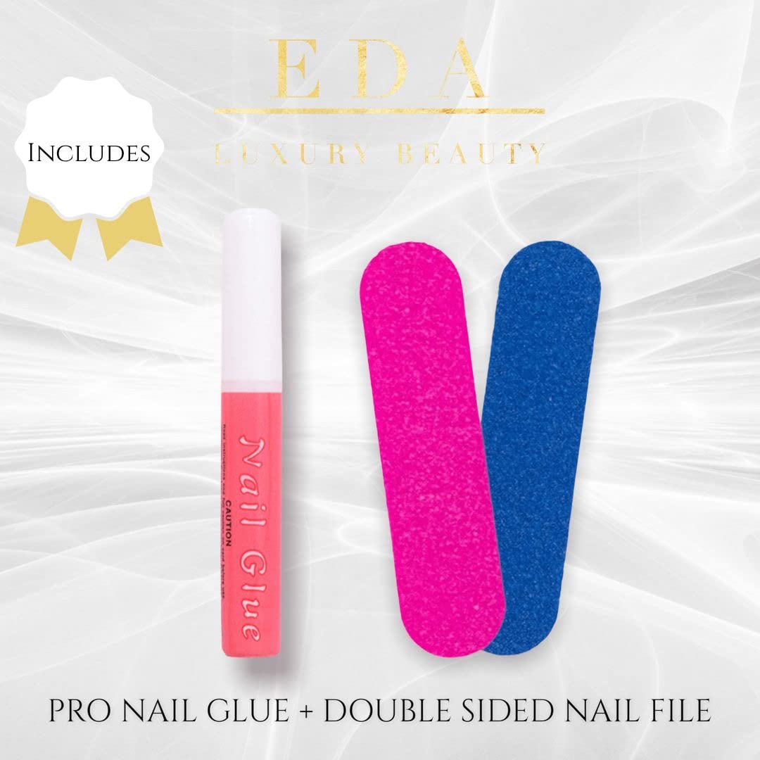 EDA LUXURY BEAUTY NATURAL NUDE PINK LUXE DESIGN Press On Nails Full Cover Acrylic Nail Kit Artificial Nail Tips False Nail...