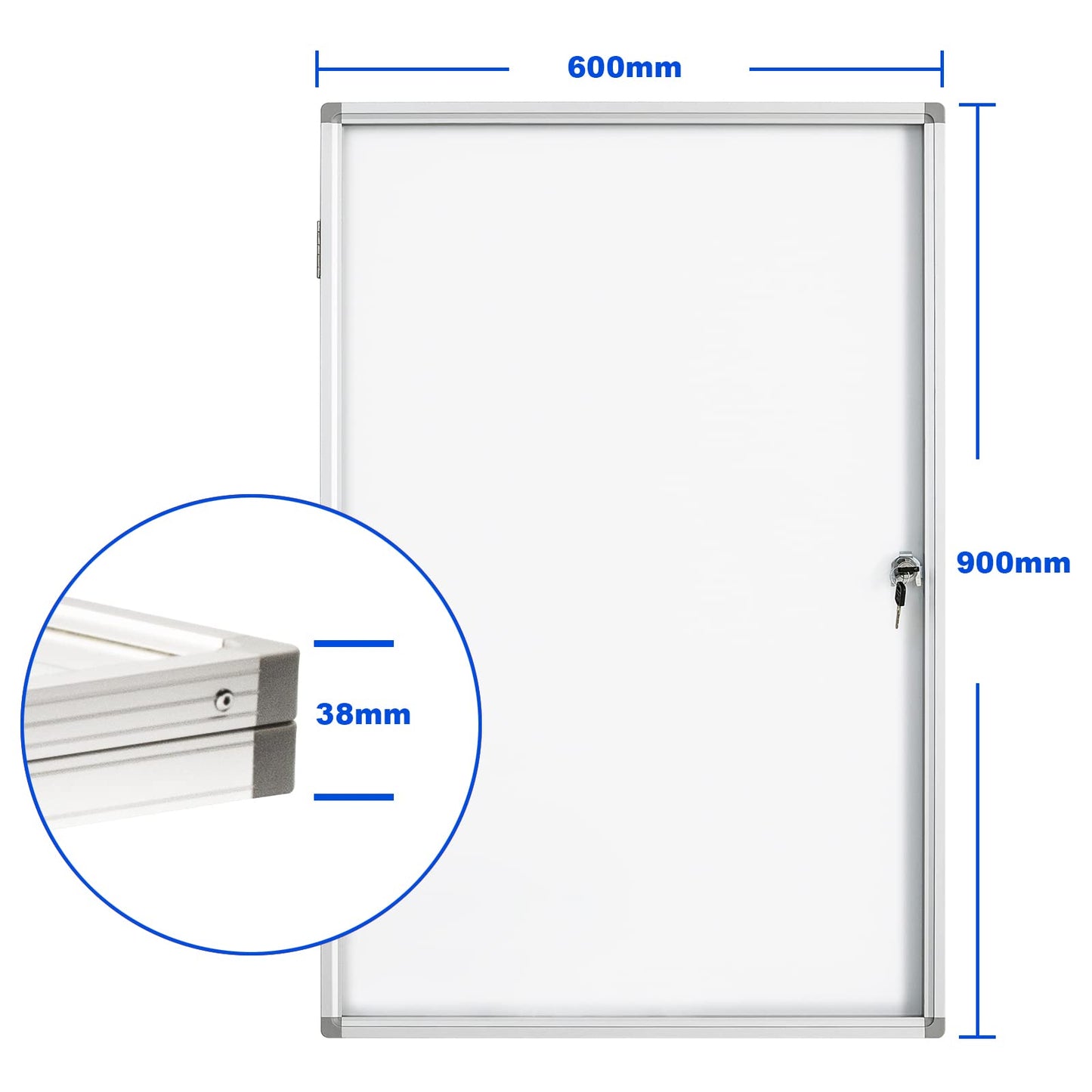 BIBOC 36x24 Inches Lockable Bulletin Boards White Board Frame Enclosed Display Case,with Magnets,for School Message Notice Whiteboard