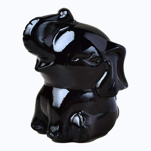 DZJXBZhu Obsidian Elephant Crystal Statue Healing Crystal Meditation Pocket Figurine Statue Natural Gemston Hand Carved Polished Home Room Office Desk Decoration Gift Collect