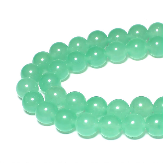 MJDCB Stone Beads 8mm 43pcs Round Mint Green Jade Loose Gemstone Bead Charms for Jewelry Making Bracelet Necklace Earring Pendant