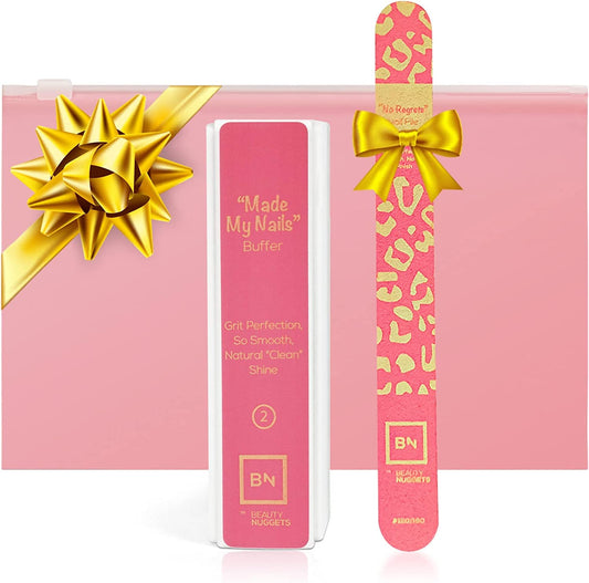 Beauty Nuggets Made My Nails Buffer, Ultimate Shine 3 Way Nail Buffing Block with Professional Nail File 120/180 Grit-Perfect All in One Manicure Tool for Smooth, Shiny, Twinkling Nails
