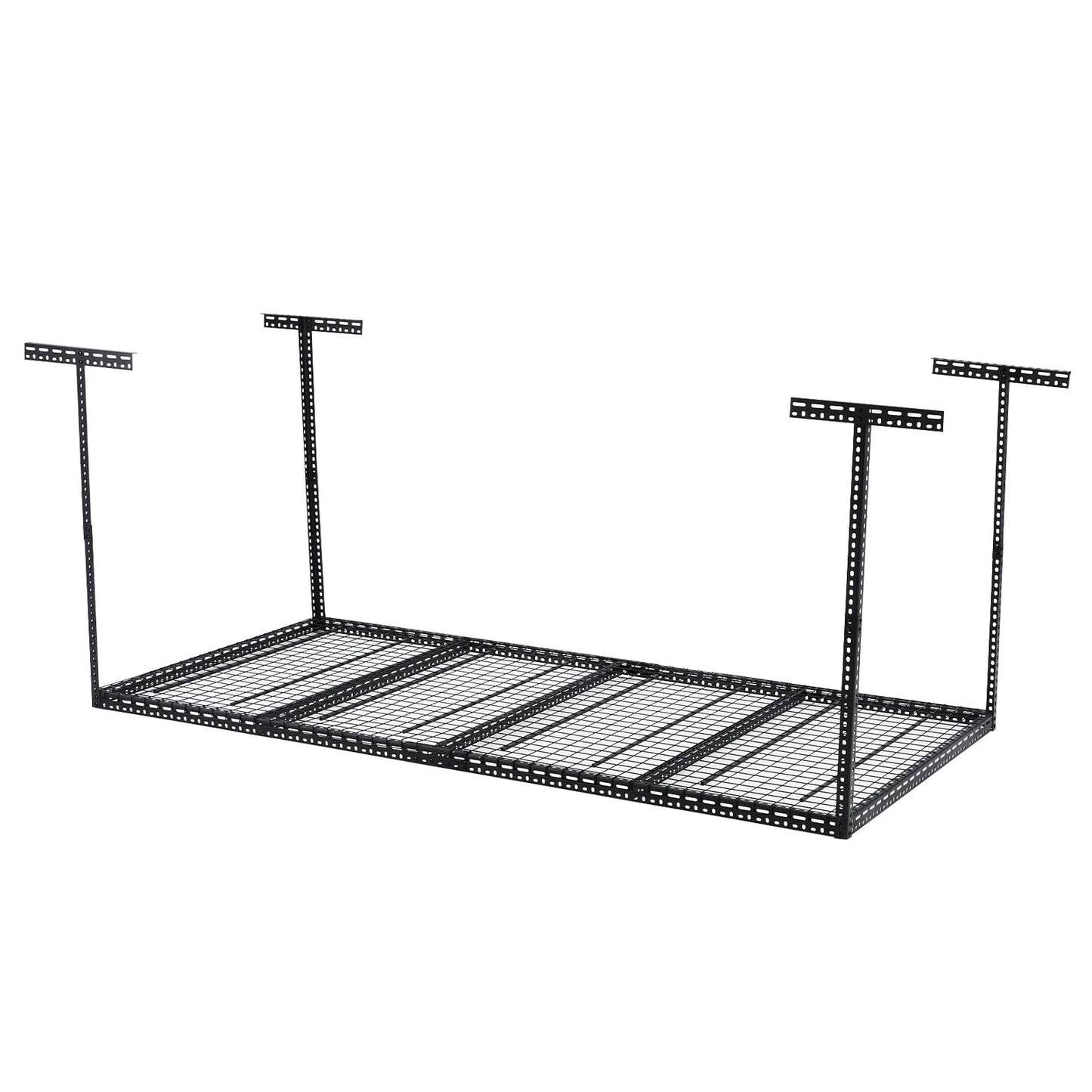 GarveeTech 4x8 FT Overhead Garage Storage Rack, 22"-40" Height Adjustable Ceiling Storage Rack 330lbs Weight Capacity, Heavy Duty Metal Hanging Storage Shelves for Garage (Black, Vertical Post x 4)