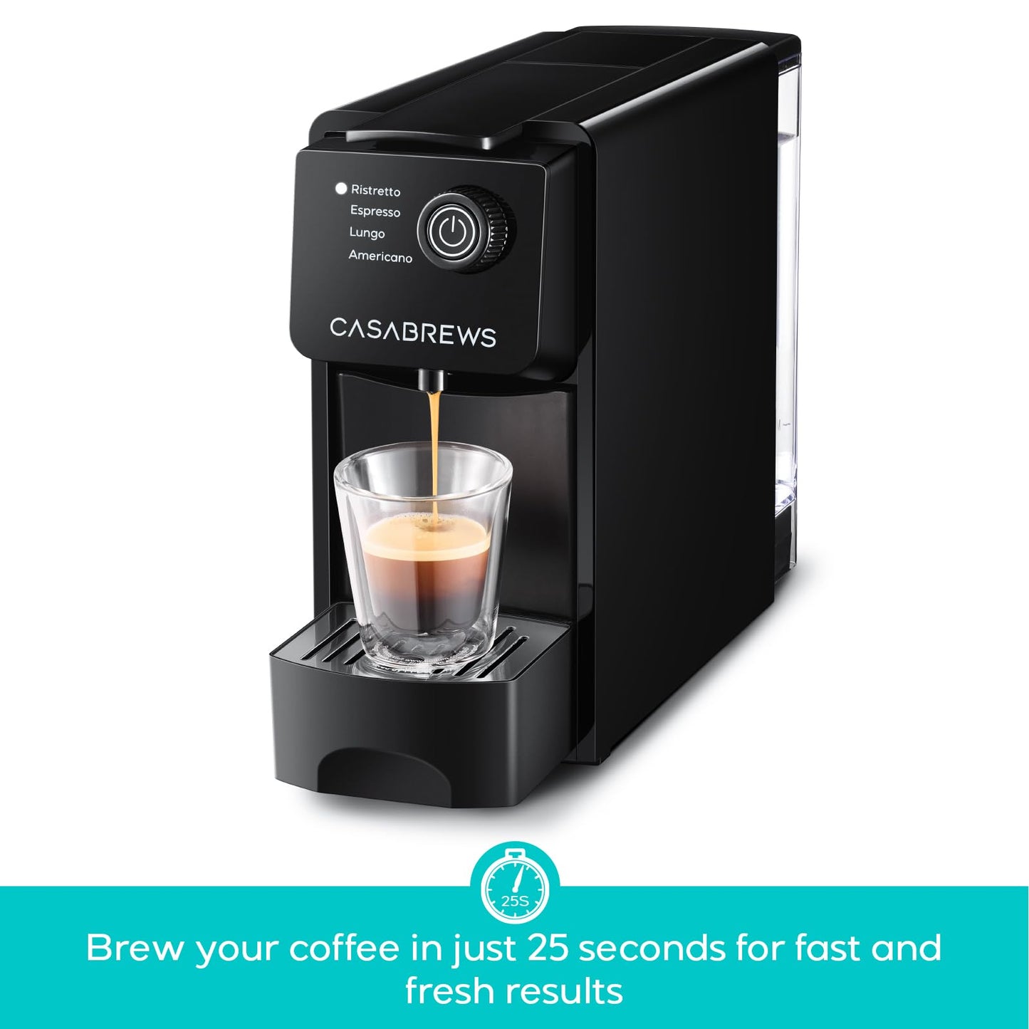 CASABREWS CM7036E Espresso Machine for Nespresso Original Pods, 20 Bar Compact Capsule Coffee Machine with 21 oz Removable Water Tank and 4 Brewing Modes, Mini Espresso Maker for Home or Office, Black