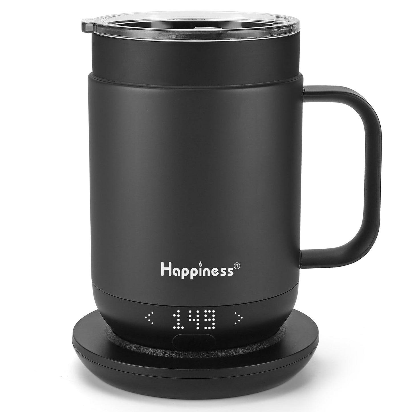 Happiness Smart Heated Coffee Mug,16oz Rechargeable Electric Self Heating Temperature Control Coffee Cup,Gifts for Mom Dad Grandma Wife