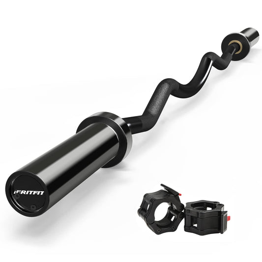 RitFit 2 Inch EZ Curl Bar with Weights, 350LBS Weight Capacity Olympic Curl Barbell for Bicep, Tricep and Weight Lifting Exercises