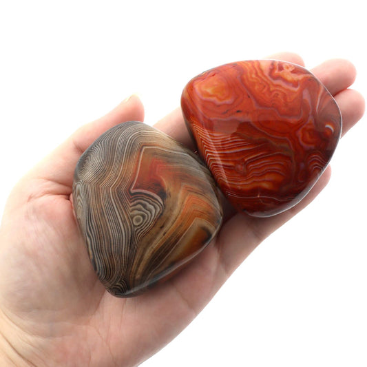 Sardonyx Palm Stone-2 Pcs Sardonyx Banded Agate Stone Pocket Energy Stone, Smooth Healing Crystal Worry Stone