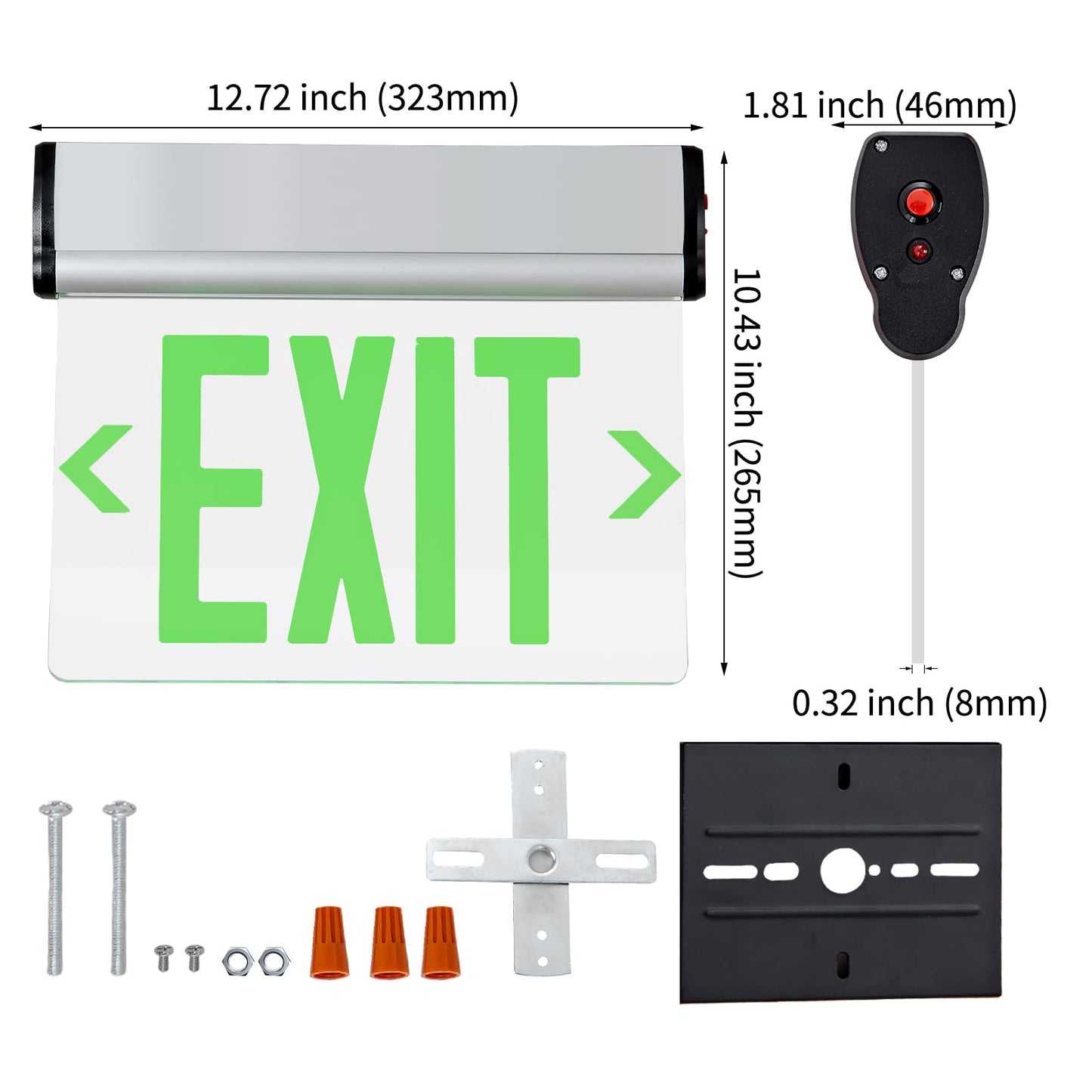 TANLUX Green Exit Signs for Business, LED Edge Lit Exit Sign, UL 924, Hardwired Emergency Exit Lights with Battery Backup, Aluminum Housing with Rotating Acrylic Clear Panel, AC 120/277V, 4 Pack