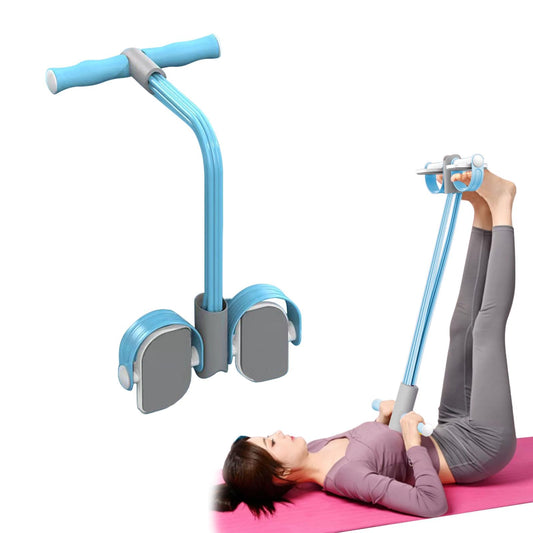 Abdominal Trainer, Sit-Up Training Equipment, 6 Tubes Fitness Elastic Pull Rope, Tension Rope Pull Up Pilate Foot Pedal Resistance Band Workout Tool Ab Shaper(Blue)